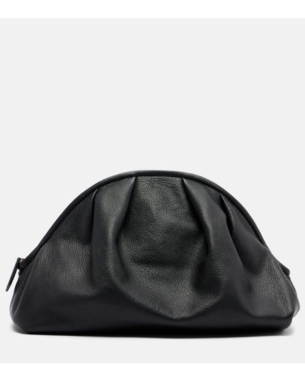 The Row Black Charlotte Small Leather Clutch