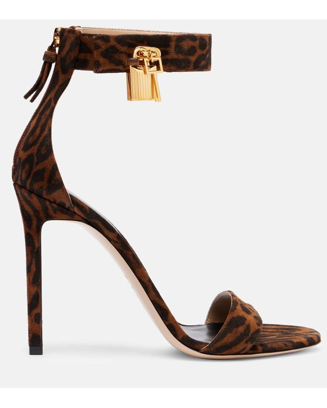 Tom Ford 105 Leopard-Print Leather Sandals in Brown | Lyst display picture 3
