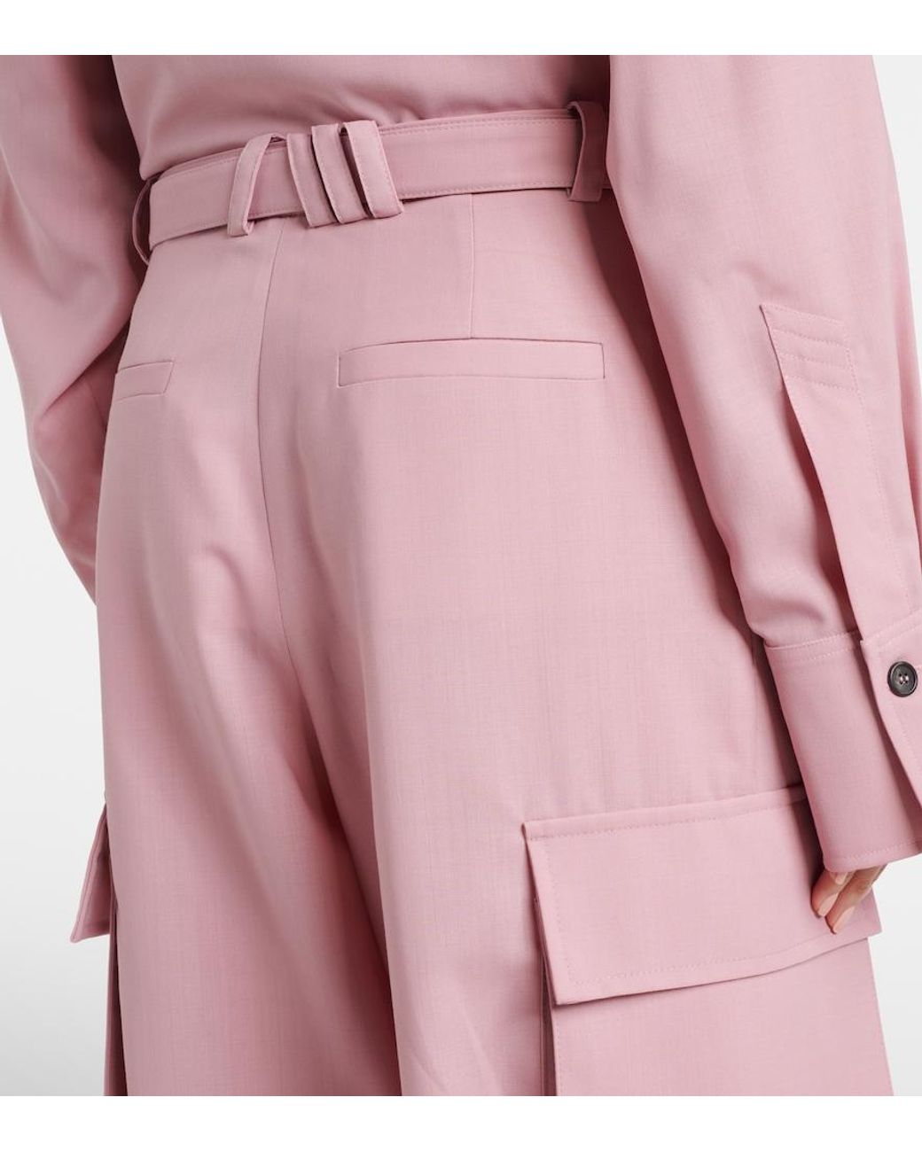 Pantalones Cargo Con Cinturon The Attico de color Pink