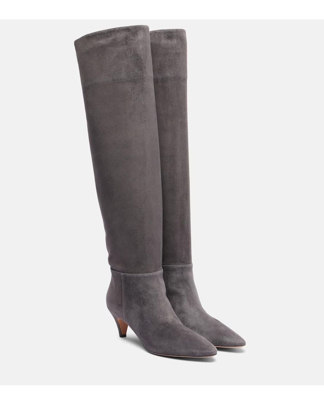 Gianvito Rossi Gray Elise 55 Suede Knee-High Boots