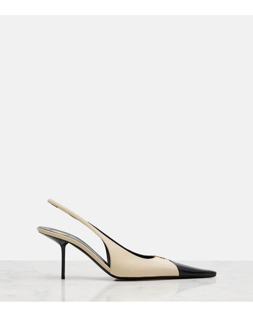 Saint Laurent Natural Slingback-Pumps Babylone Breteuil Aus Leder