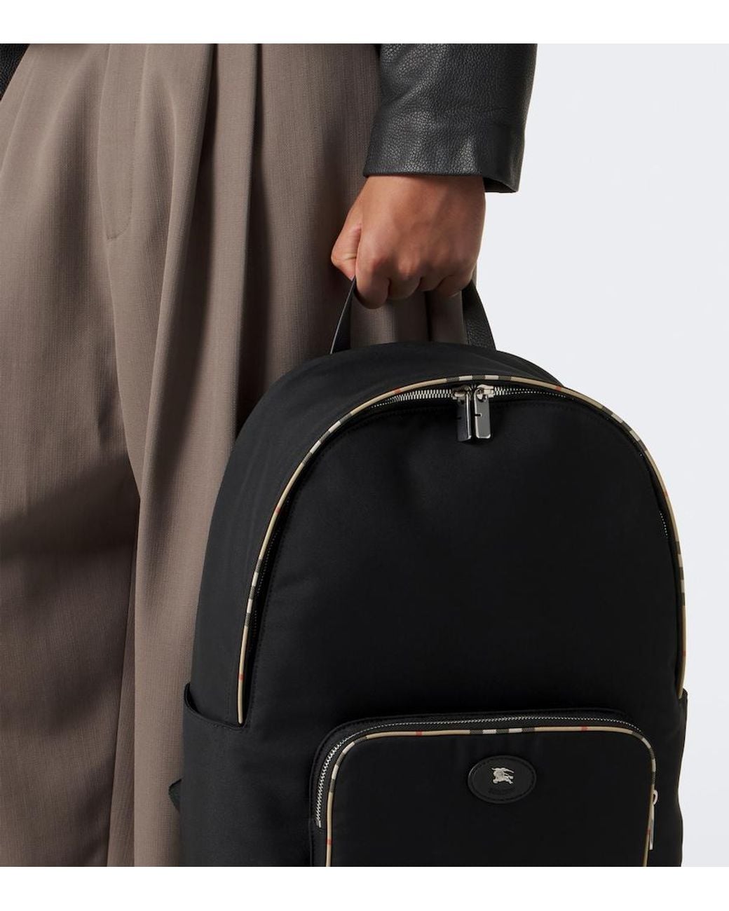 Burberry Black Check Backpack for men