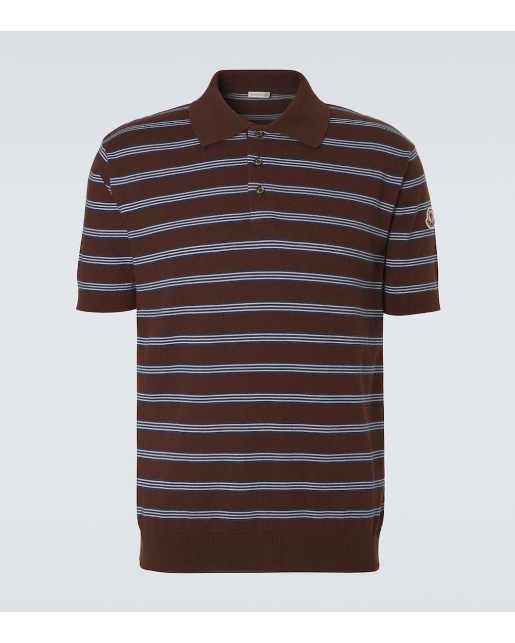 Moncler Brown Striped Cotton Polo Shirt for men
