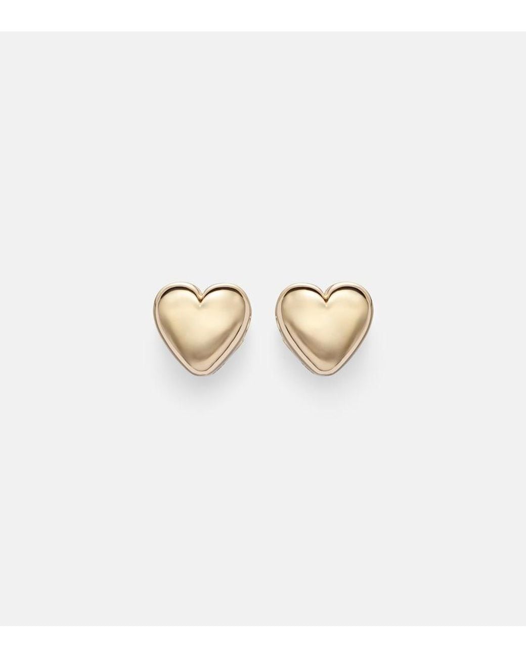 Roxanne First White Puffy Heart 14Kt Earrings