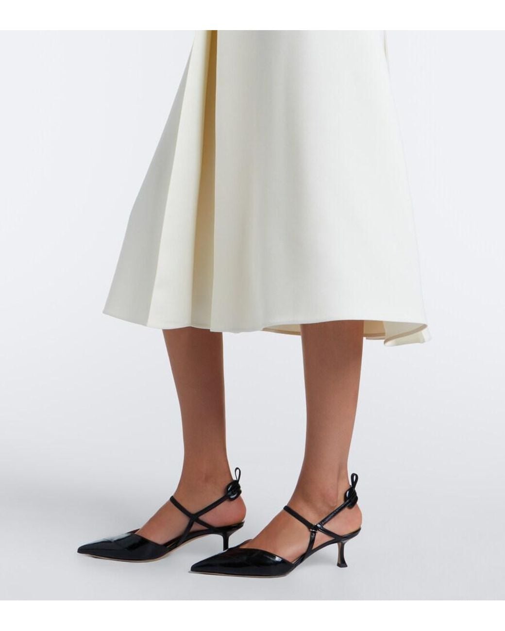 Fendi White Belted Wool And Silk Midi Dress