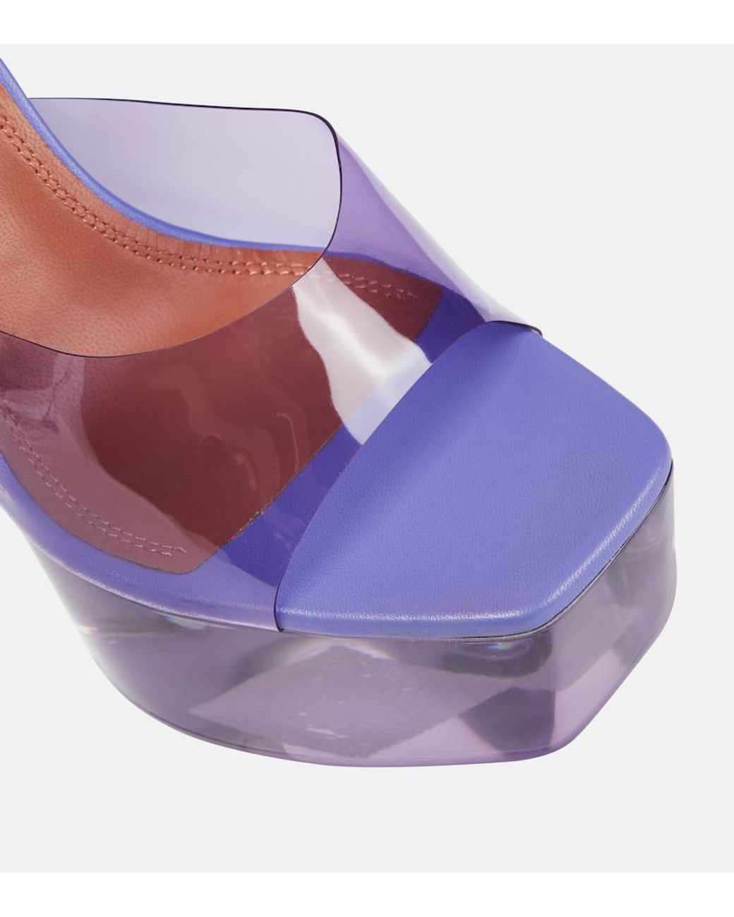 AMINA MUADDI Dalida Glass Pvc Platform Mules in Purple | Lyst