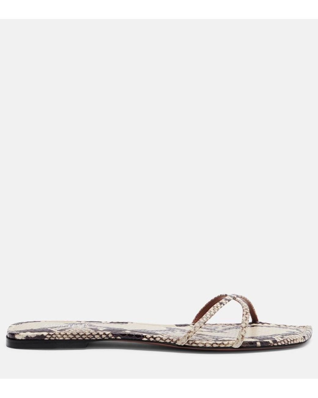 Paris Texas Natural Biarritz Snake-Effect Leather Sandals