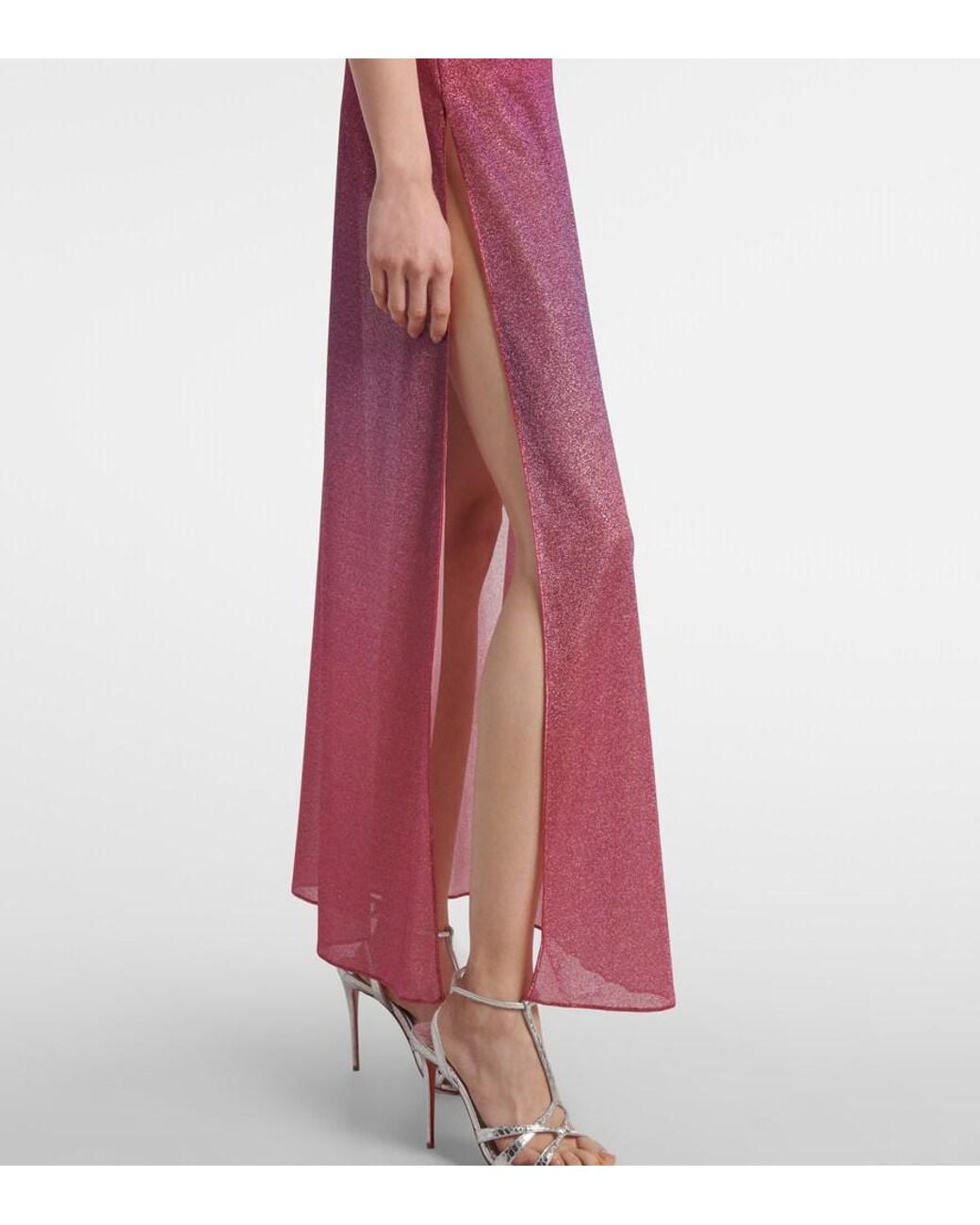 Oseree Purple Lumiere Lame Maxi Dress