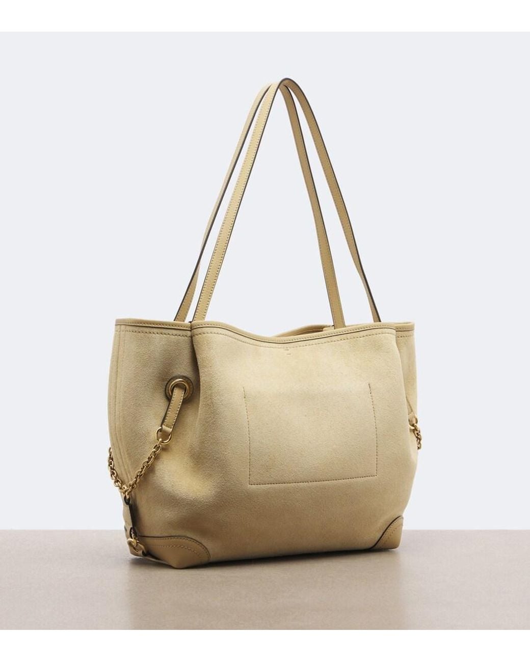 Chloé Clover Leather-Trimmed Suede Tote Bag in Natural | Lyst