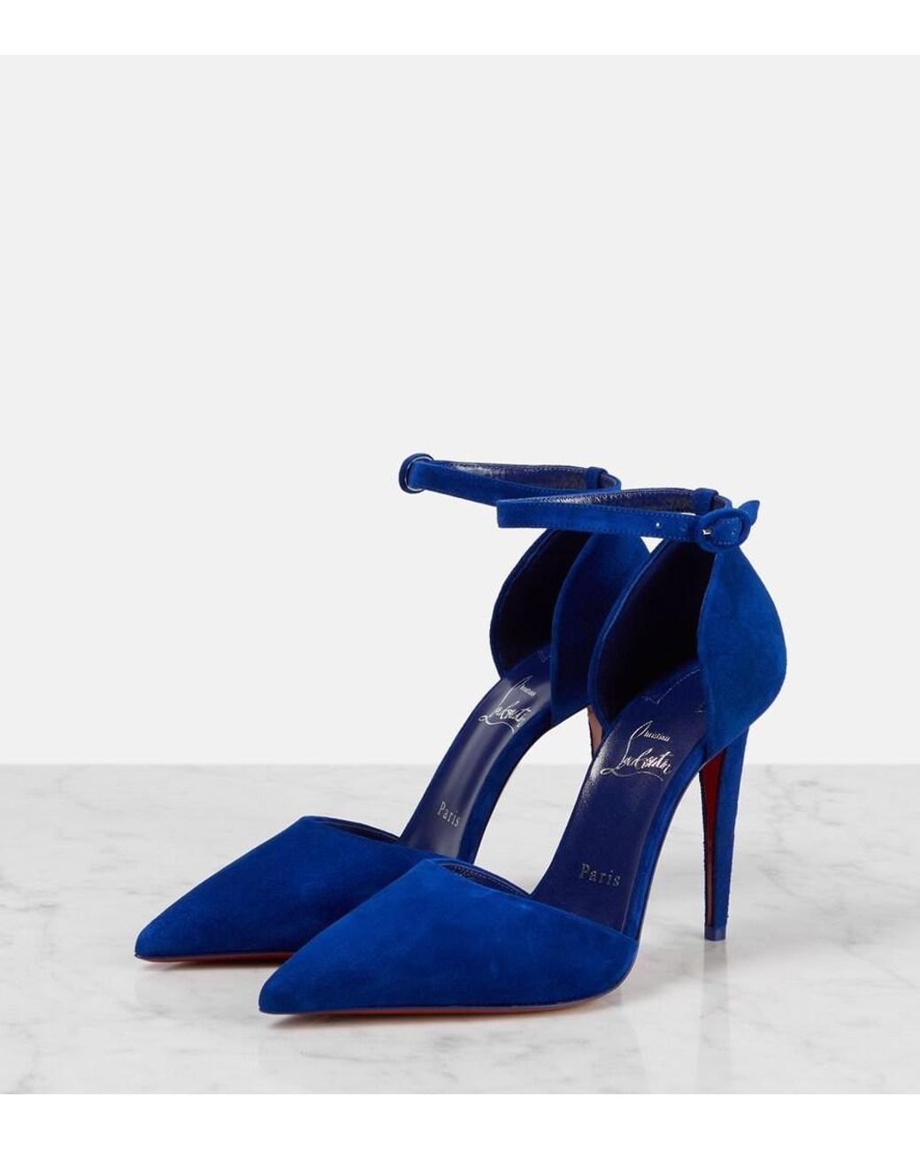 Christian Louboutin Blue Astrida Bride 100 Suede Pumps
