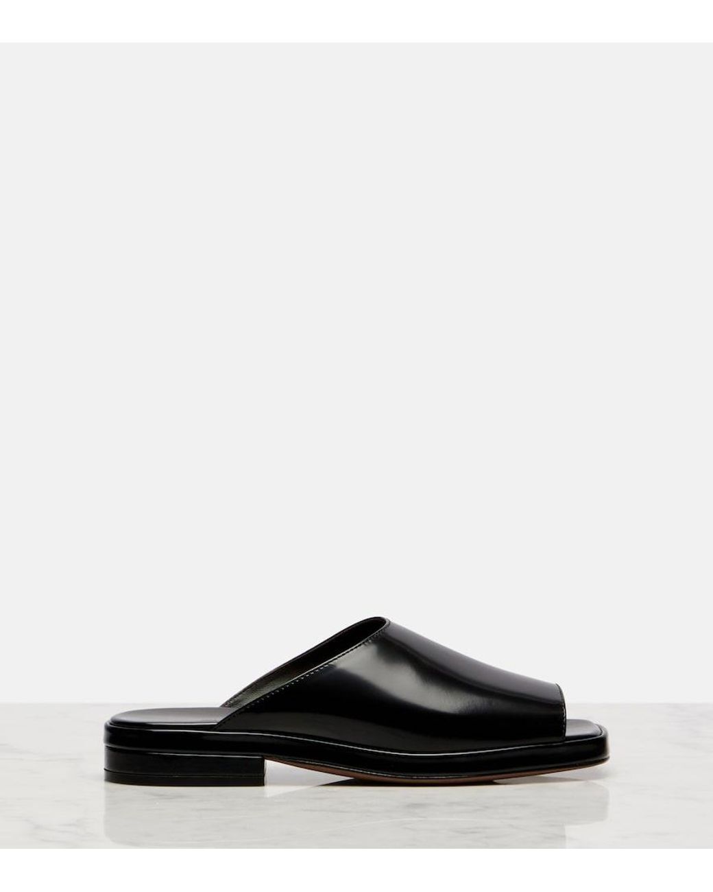 The Row Black Emi Patent Leather Mules