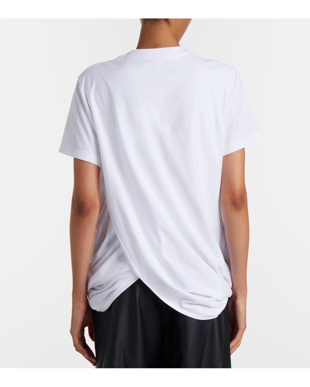 Loewe White Double L Draped Cotton T-Shirt