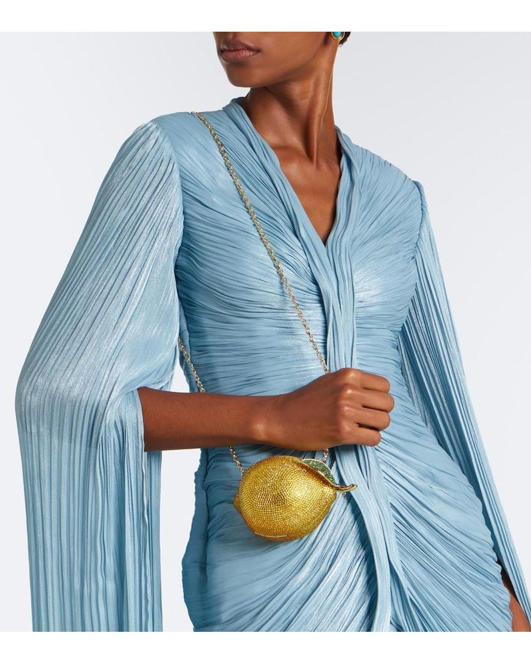 Judith Leiber Yellow Citron Lemon Embellished Clutch