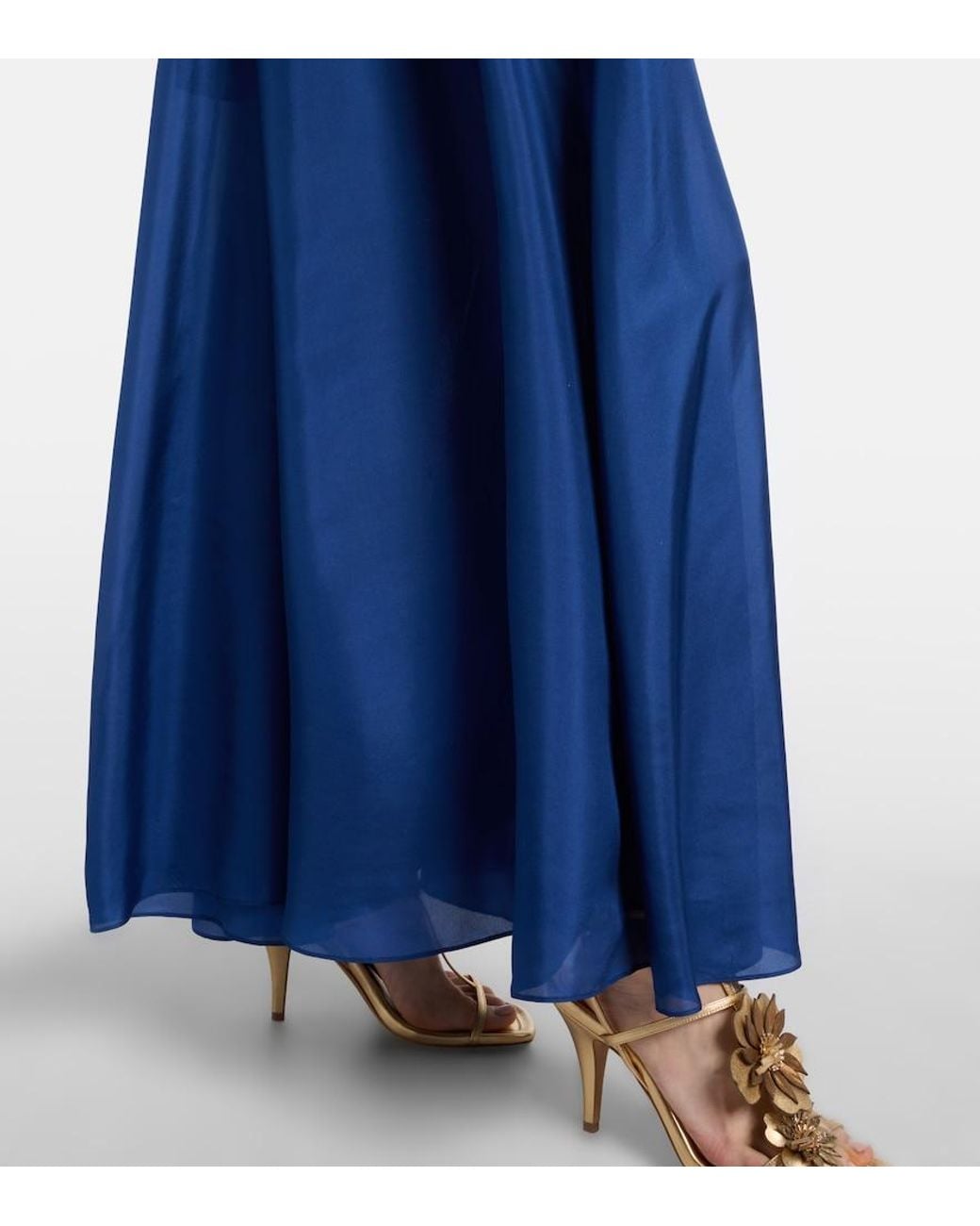 Zimmermann Blue Aster Beaded Halterneck Silk Maxi Dress
