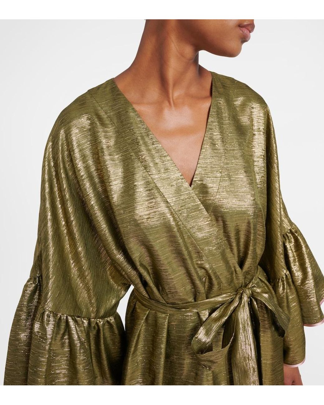 Valentino Green Printed Silk-Blend Gown