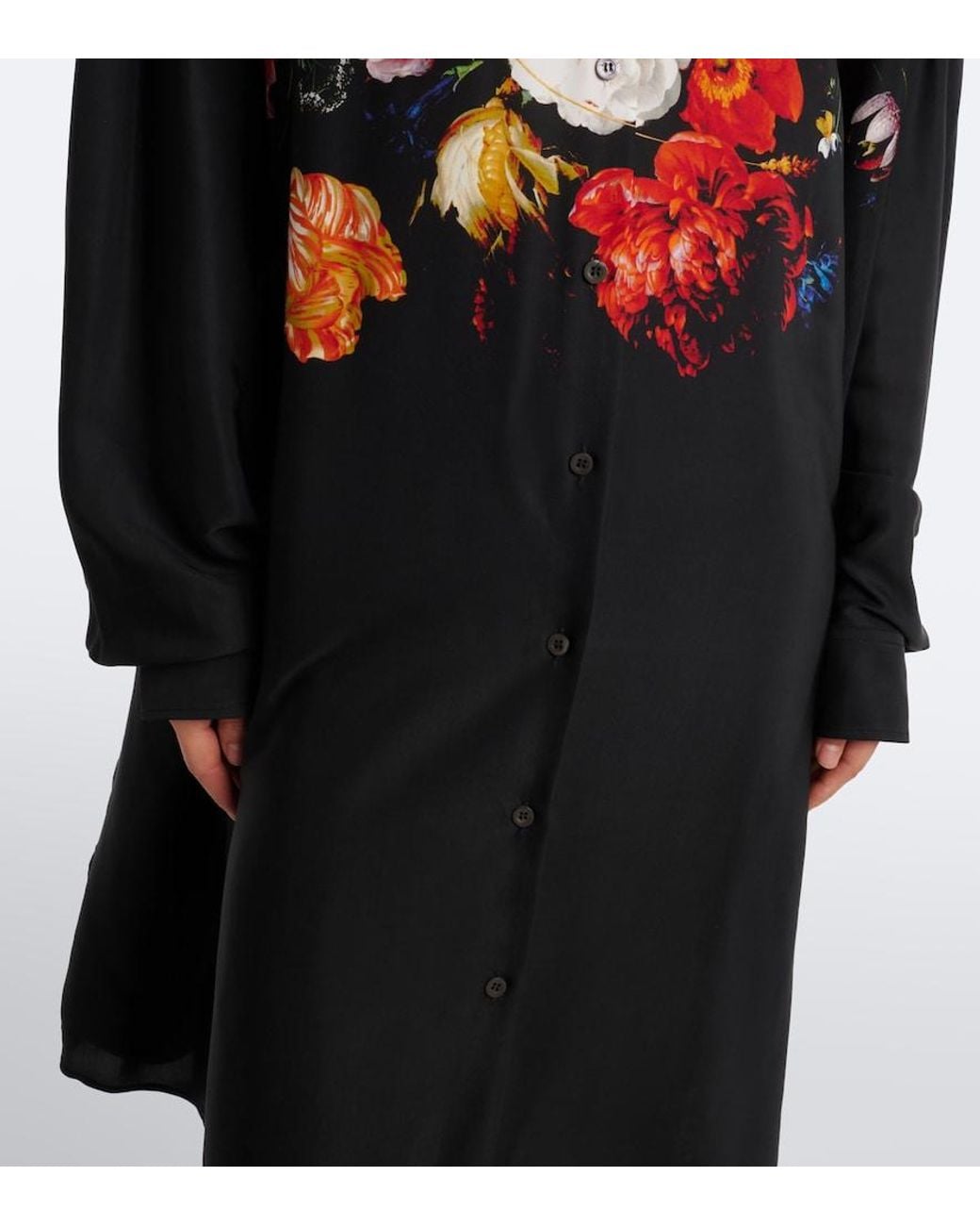 Dries Van Noten Black Floral Shirt Dress