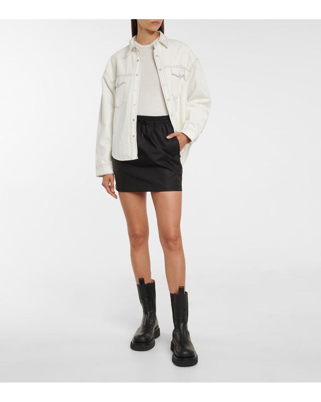 Wardrobe NYC Black High-Rise Drawstring Miniskirt