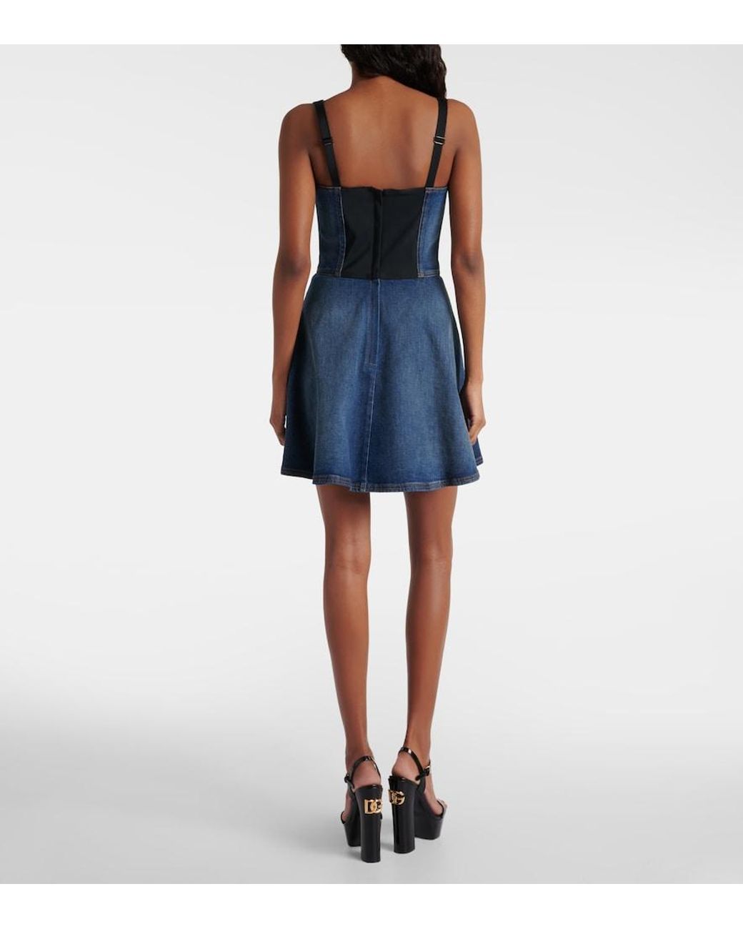 Dolce & Gabbana Blue Corset Denim Minidress