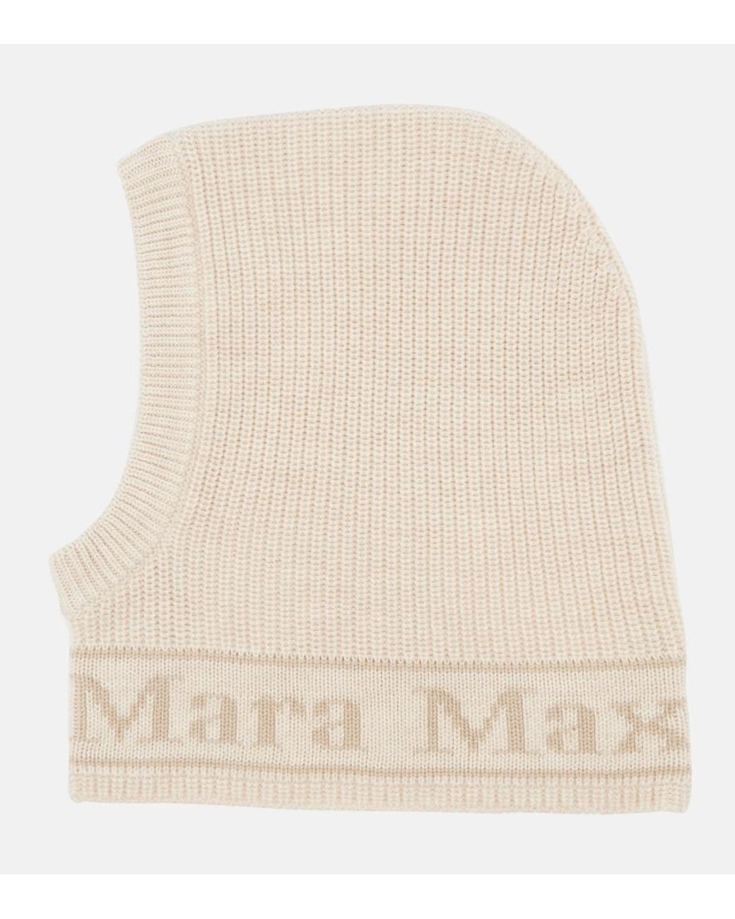 Max Mara Natural Logo Intarsia Wool Balaclava