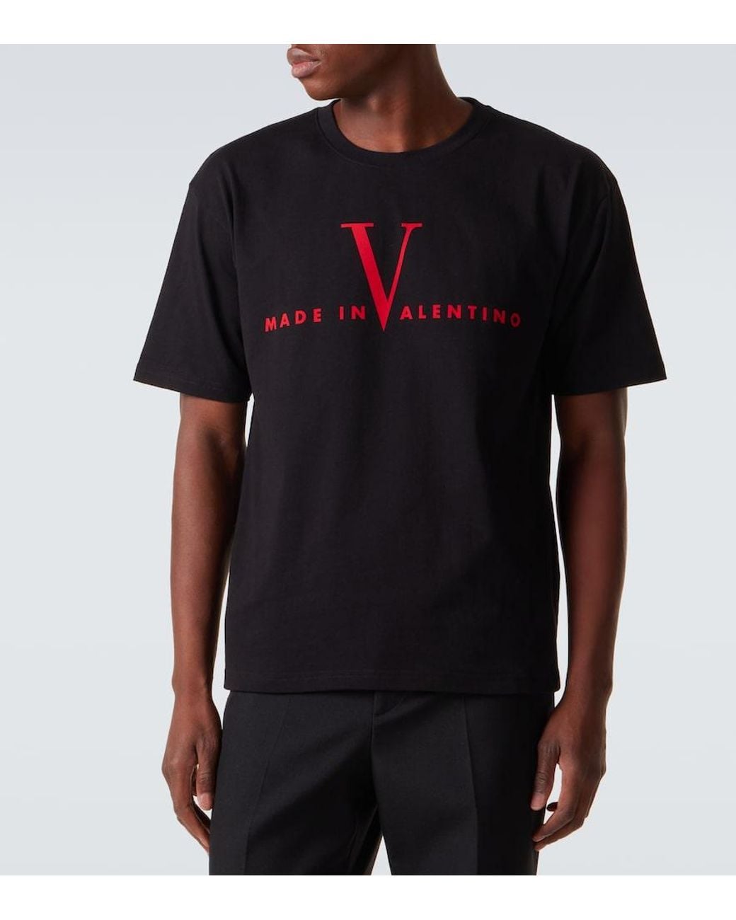 Valentino Garavani Black Logo Cotton Jersey T-Shirt for men