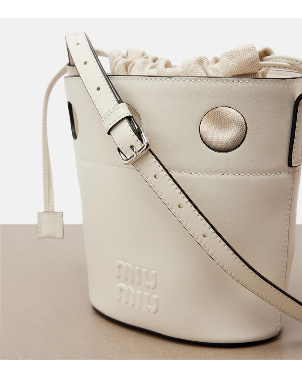 Miu Miu White Leather Bucket Bag