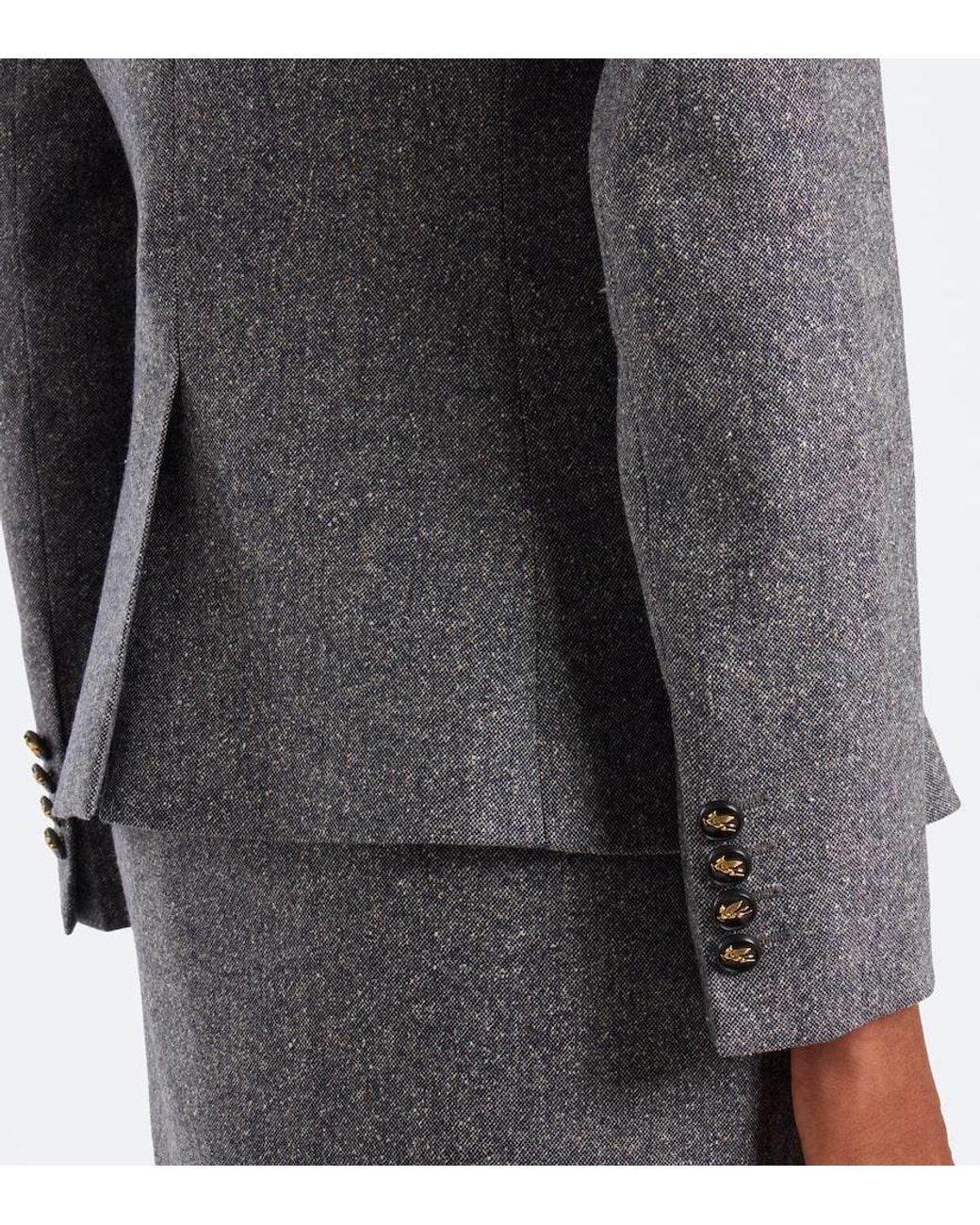 Etro Blue Wool And Silk-Blend Blazer