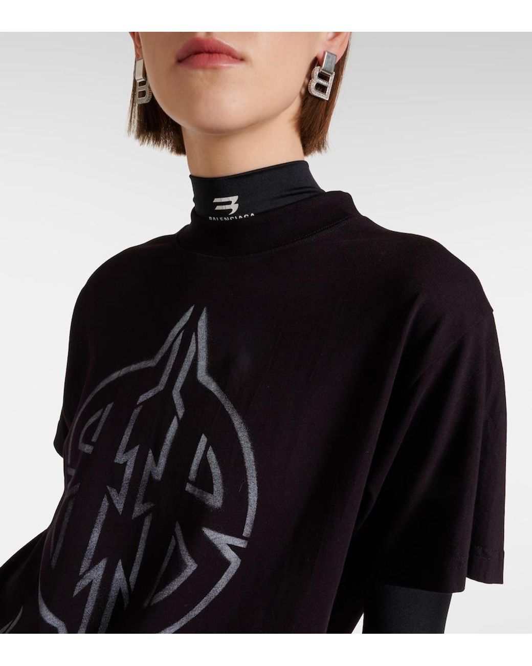 Balenciaga Black Metal Bb Stencil T-Shirt Oversized