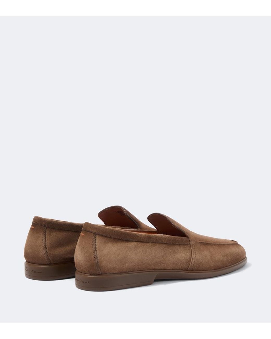 Santoni Brown Suede Loafers for men