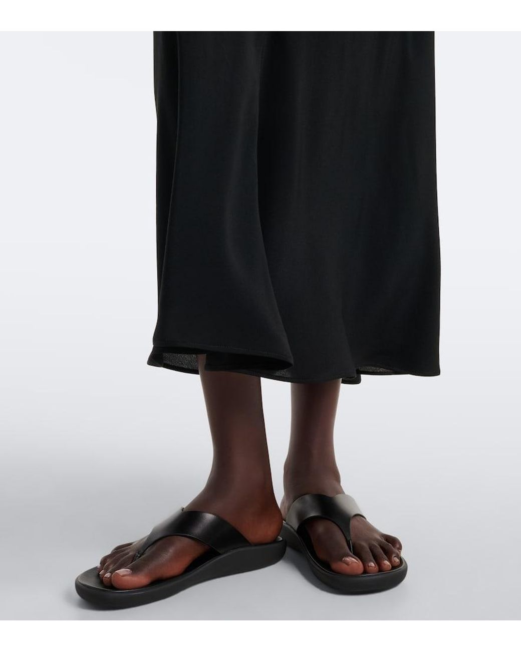The Row Black Bakura Silk Crepe De Chine Midi Skirt