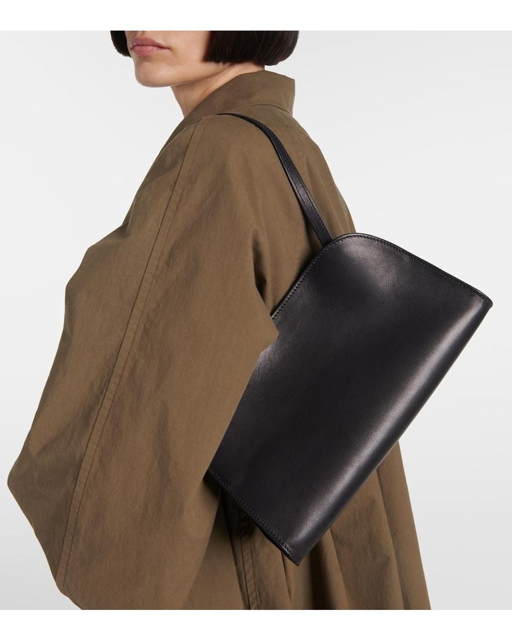 The Row Black Peggy Small Leather Shoulder Bag
