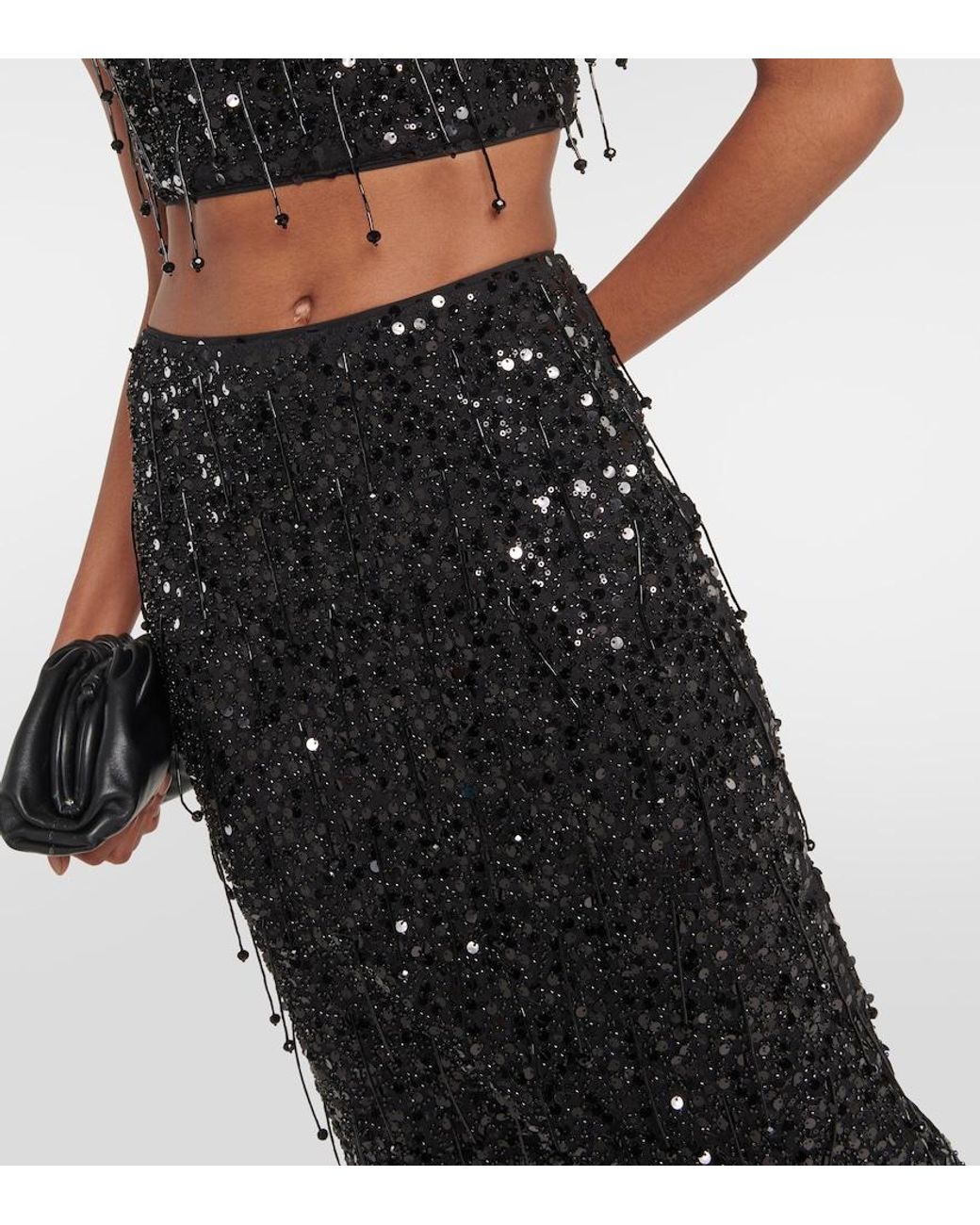Jonathan Simkhai Black Gisele Midi Skirt