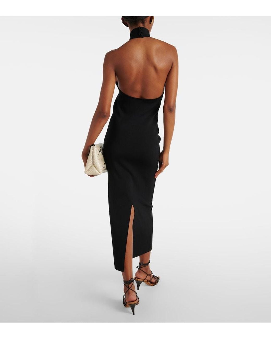 Khaite Black Suzanne Ribbed-Knit Midi Dress