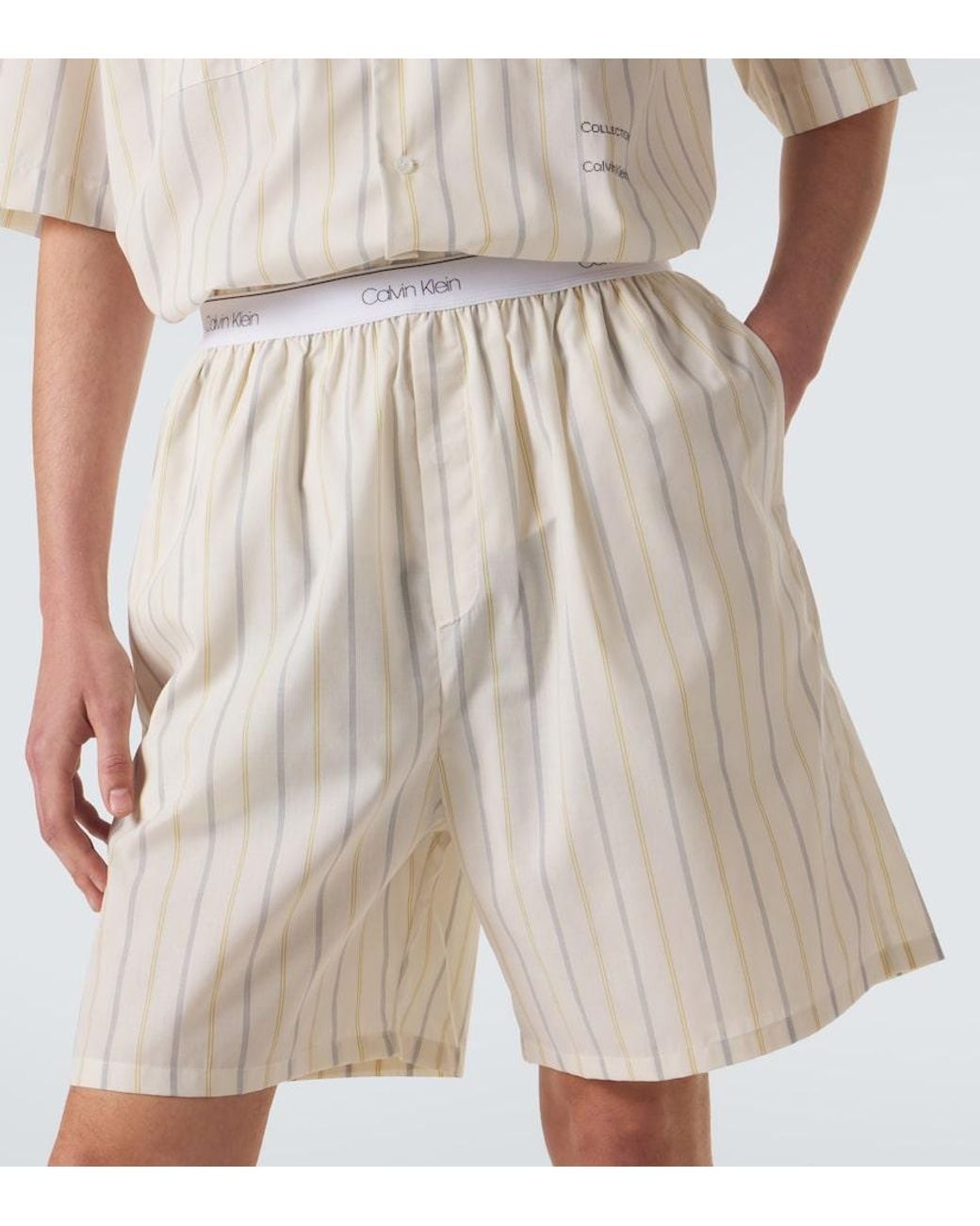 Calvin Klein White Edward Striped Technical Shorts for men