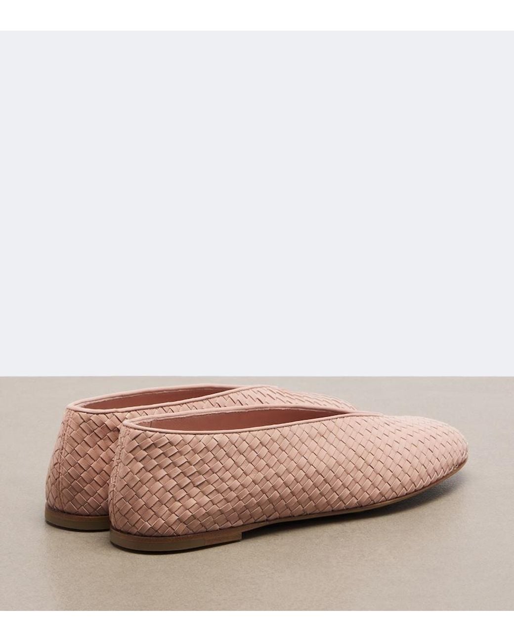 Bottega Veneta Pink Rosa Intrecciato Leather Ballet Flat