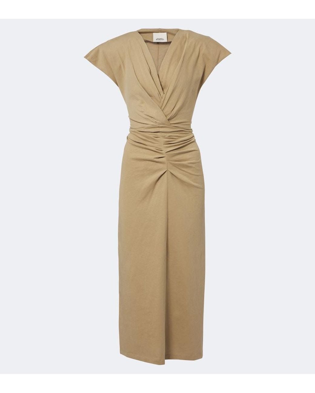 Isabel Marant Natural Nadra Gathered Cotton Jersey Midi Dress