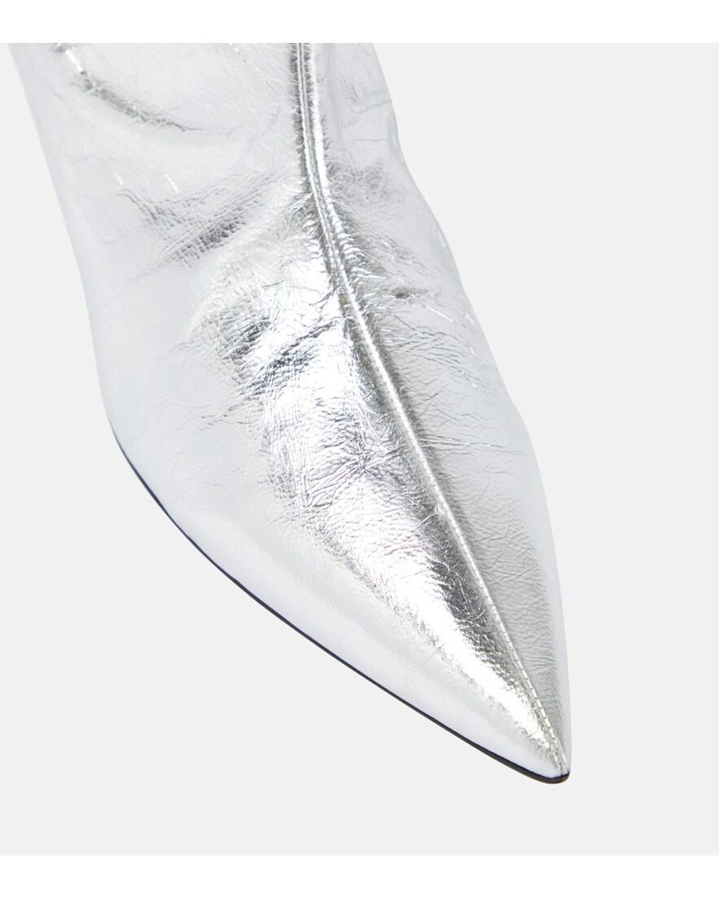 Jil Sander White Metallic Leather Ankle Boots