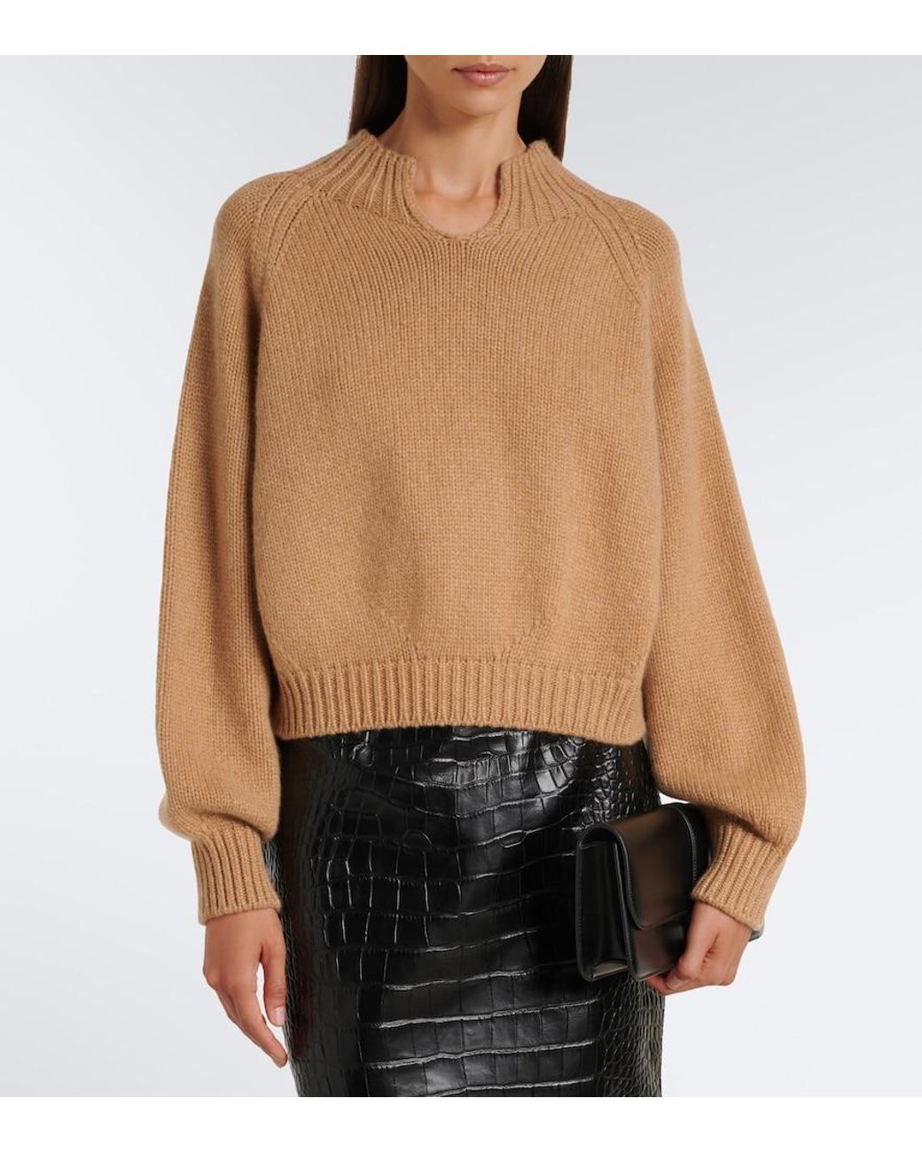 Khaite Natural Cropped Cashmere Sweater