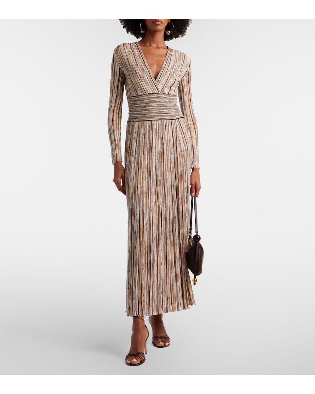 Missoni Natural Sequined Striped Maxi Dress