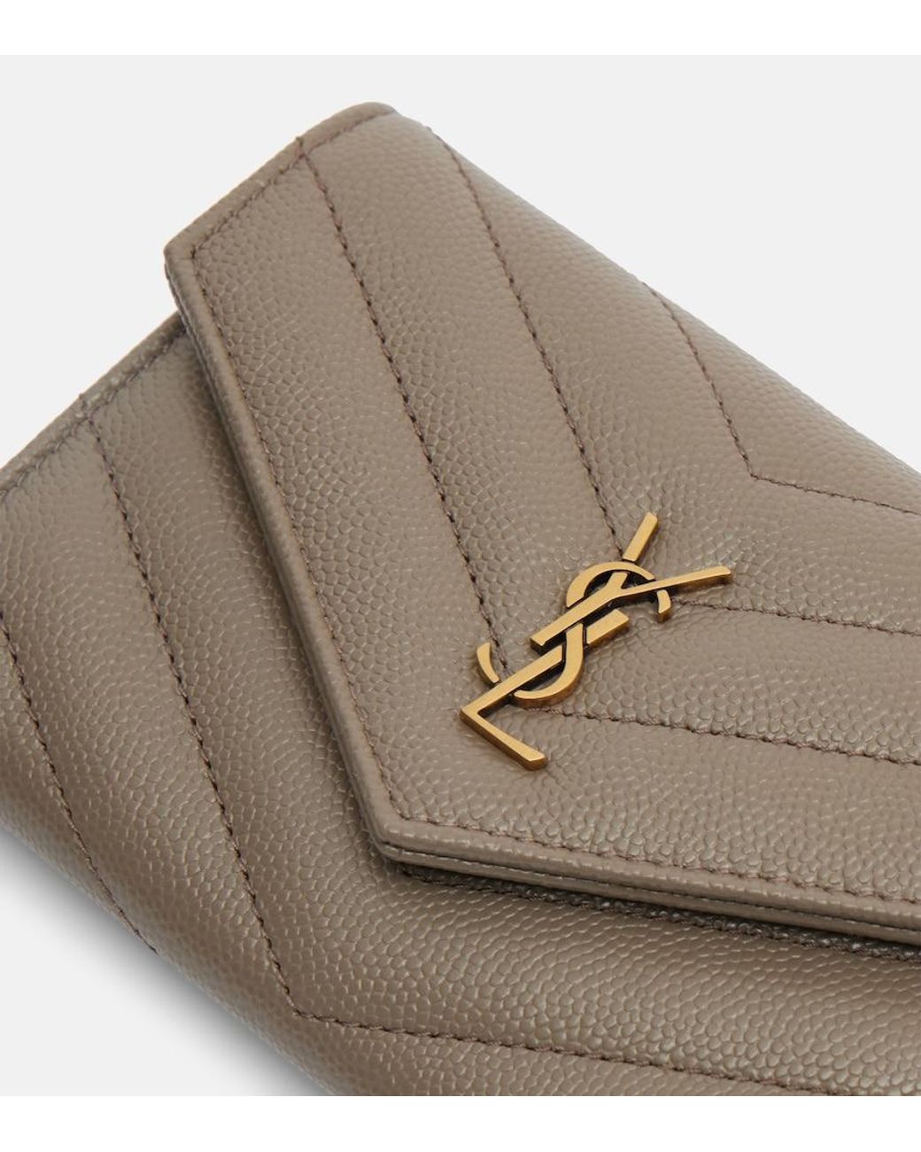Saint Laurent Natural Cassandre Leather Card Holder