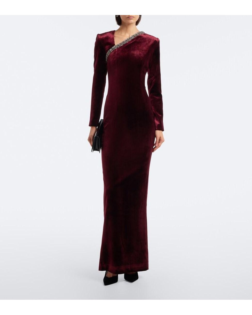 Roland Mouret Purple Embellished Velvet Gown