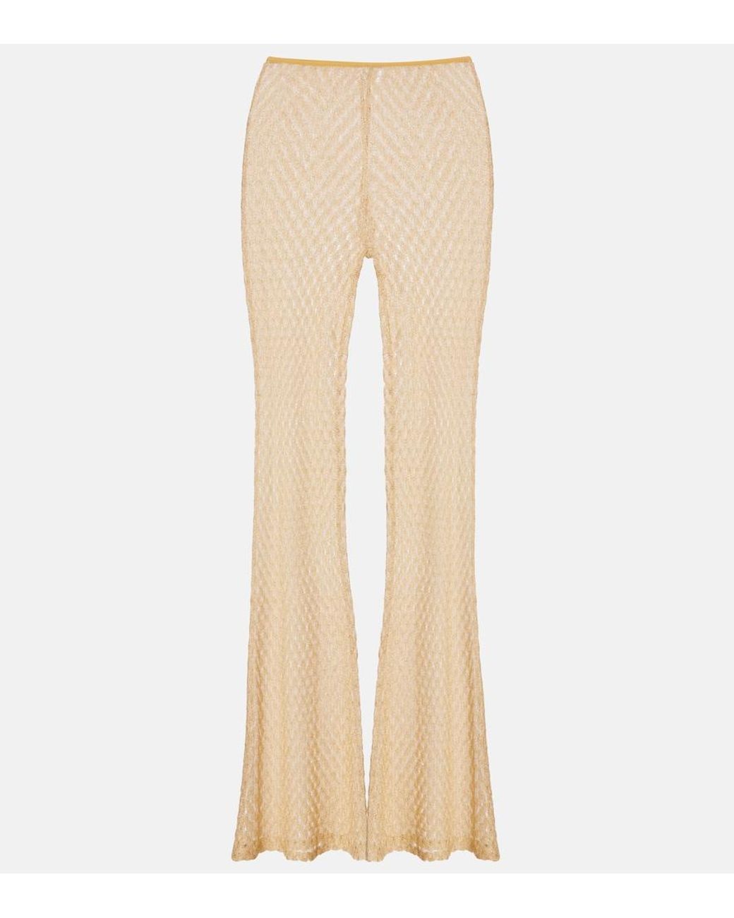 Missoni Natural Open-Knit Lame Flared Pants