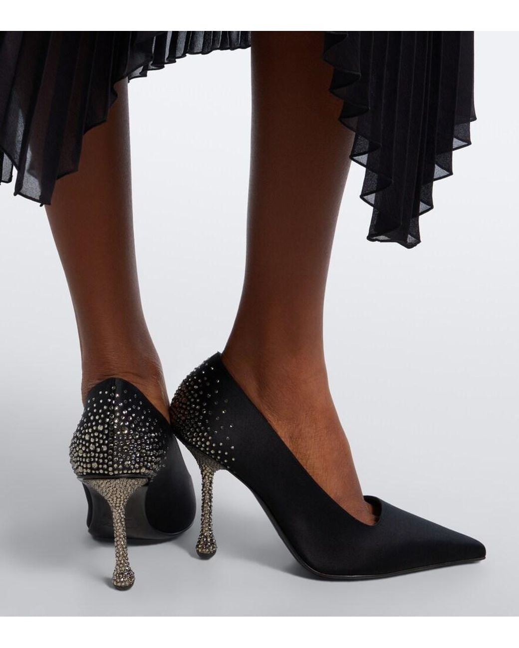Jimmy Choo Black Ixia Crystal-Embellished Satin Pumps