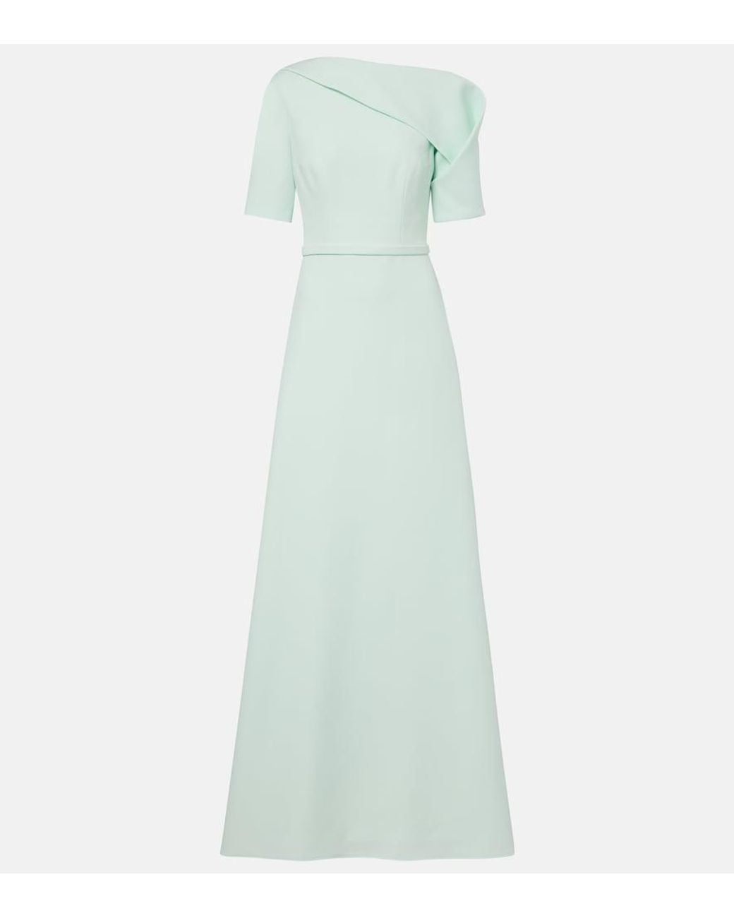 Safiyaa White Stephanie Draped Crepe Gown