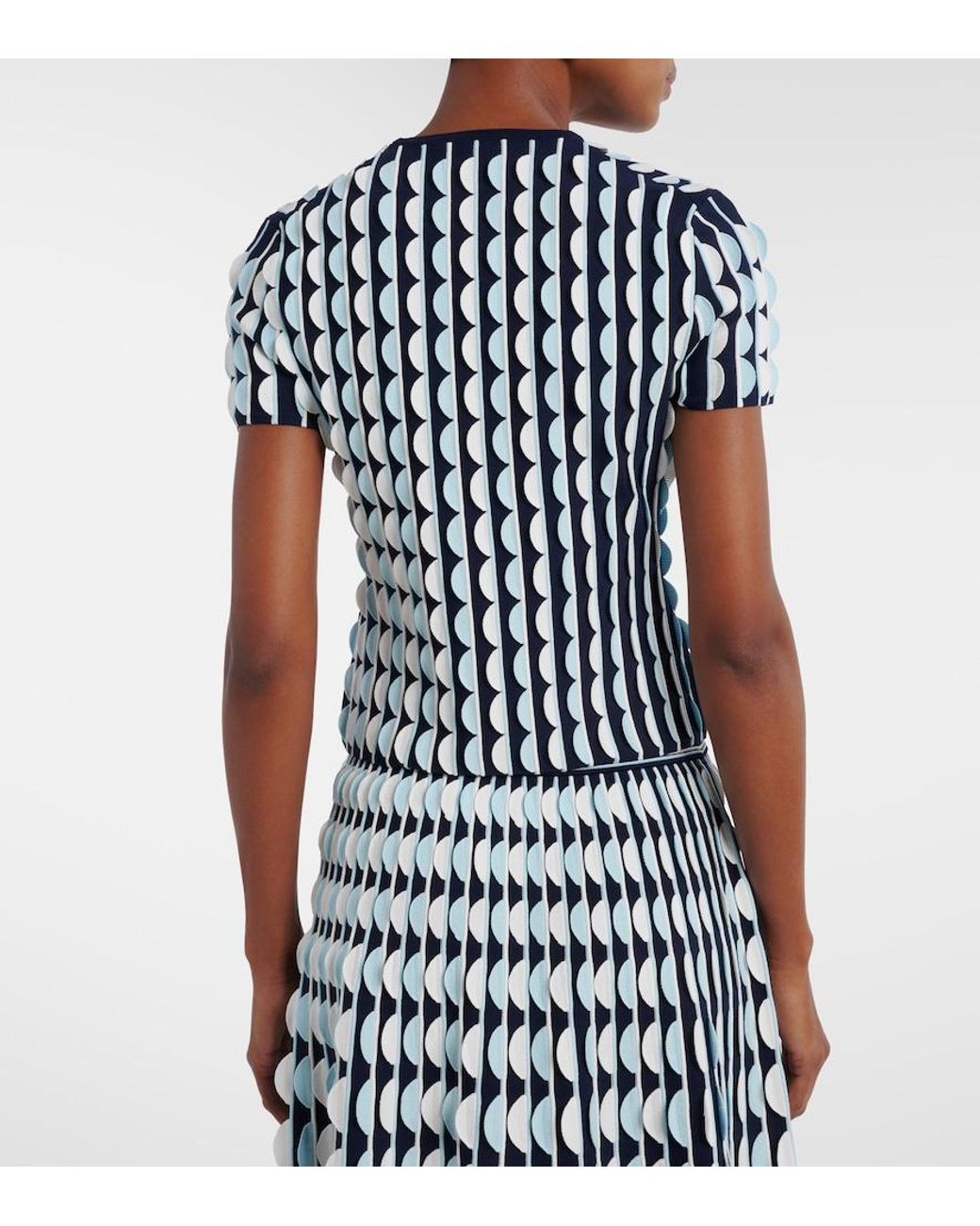 Jonathan Simkhai Blue Kendra Knitted Scalloped Top