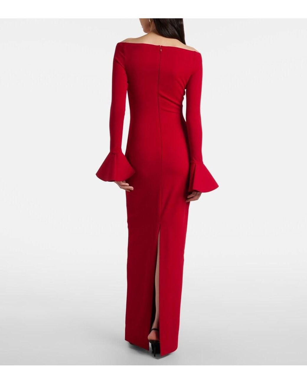 Solace London Red Anica Off-Shoulder Gown