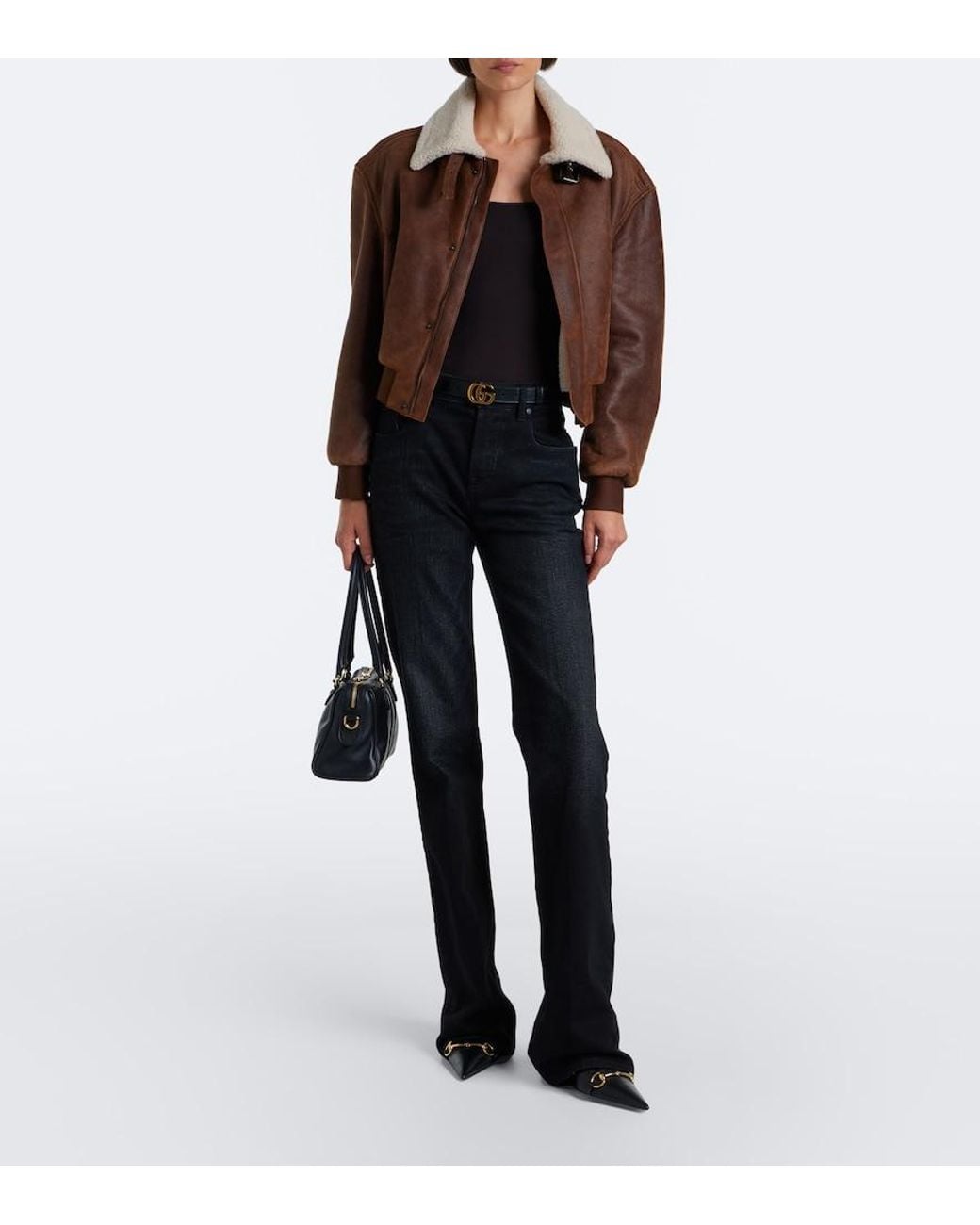 Gucci Black Donna Horsebit Leather Ankle Boots
