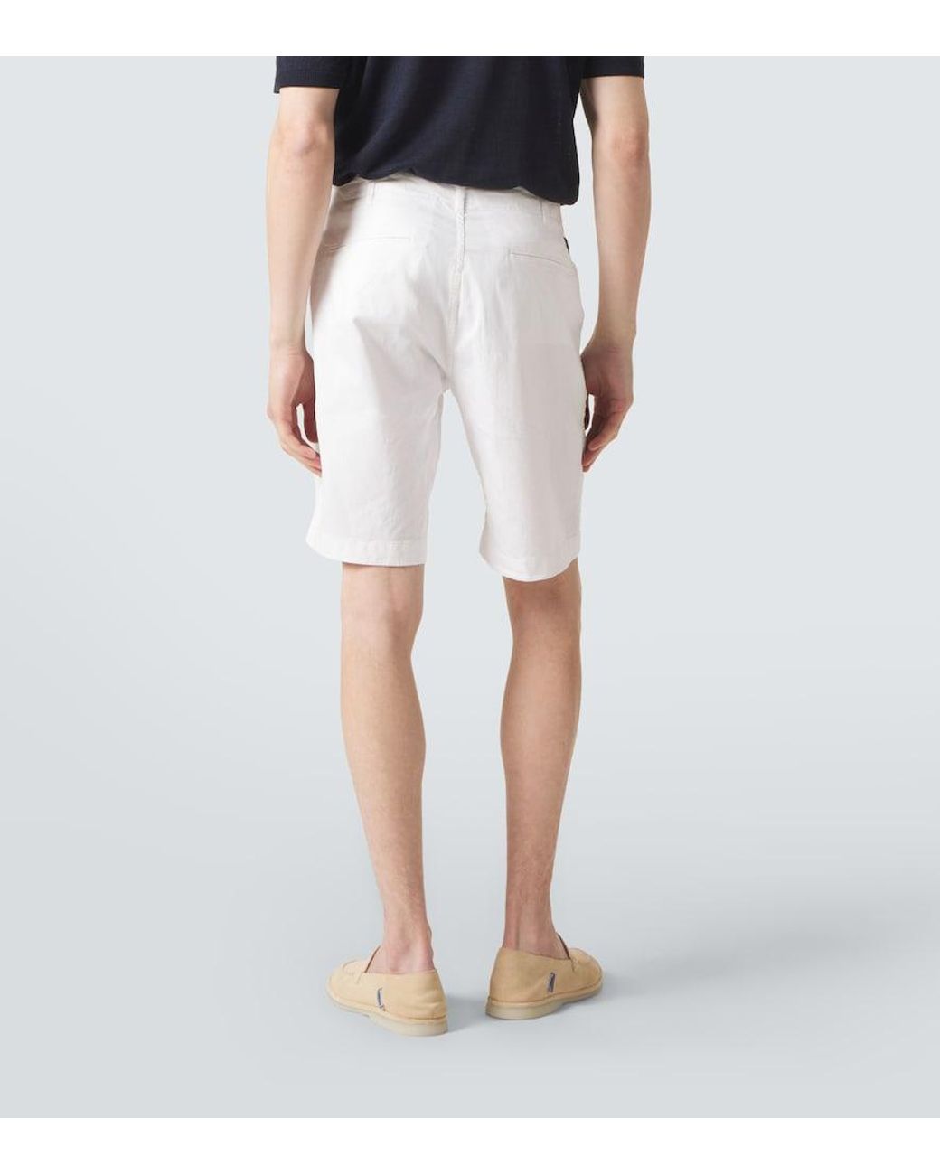 Vilebrequin White Cotton-Blend Satin Bermuda Shorts for men