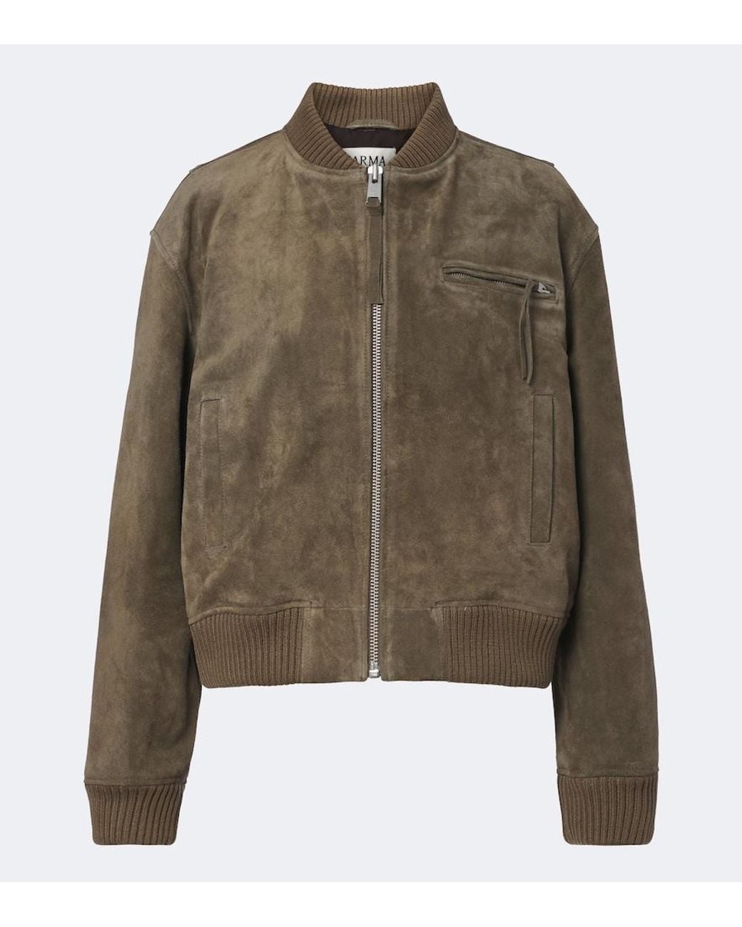 Arma Green Elysia Suede Bomber Jacket