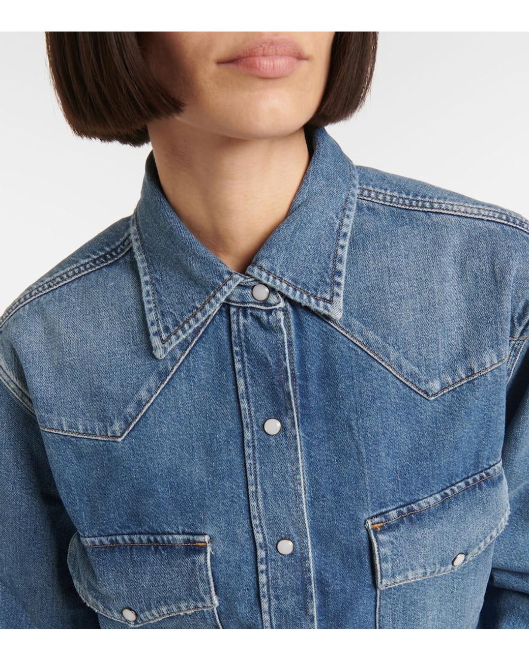 Citizens of Humanity Blue Cropped Denim Shirt