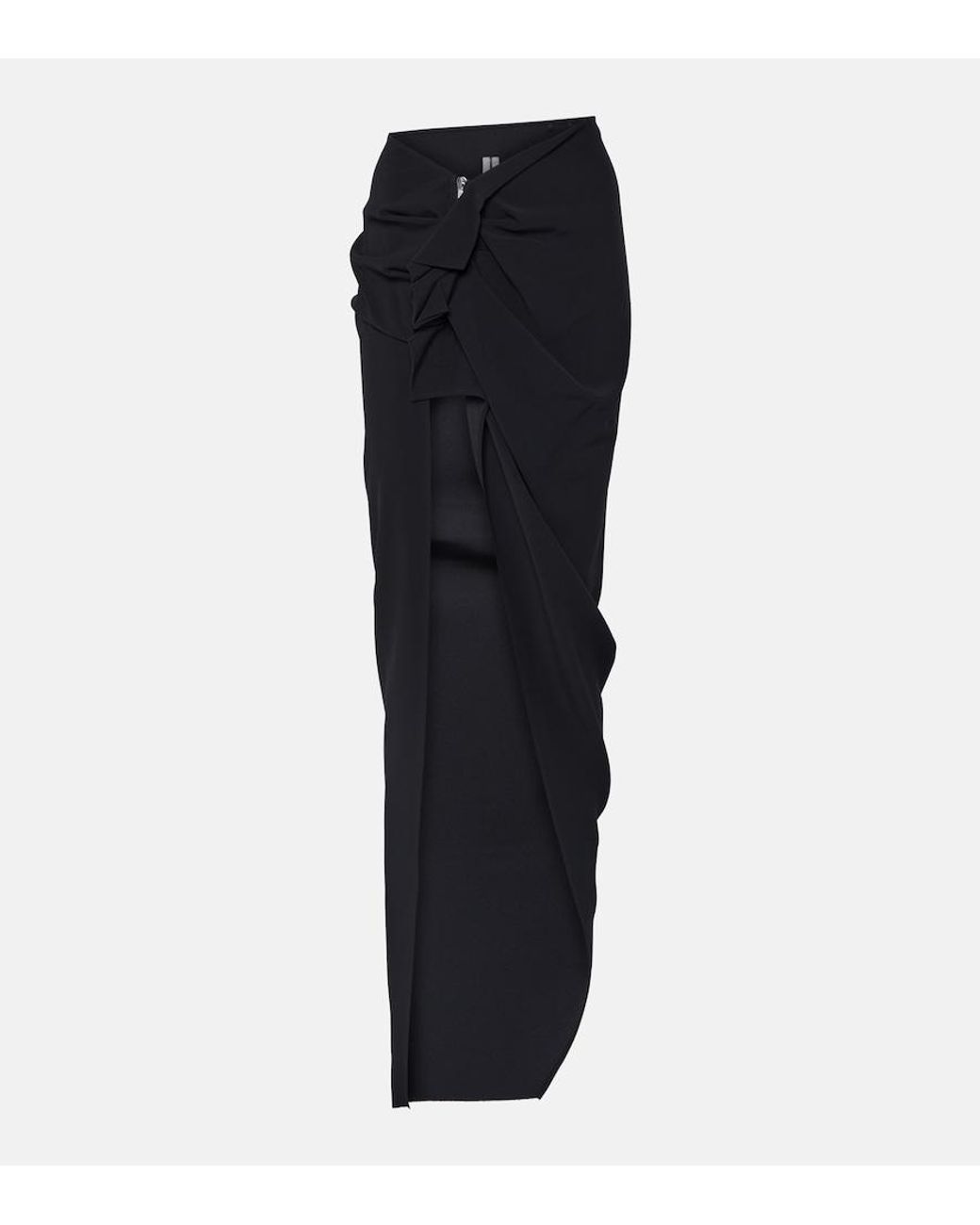 Rick Owens Black High-Rise Asymmetric Maxi Skirt